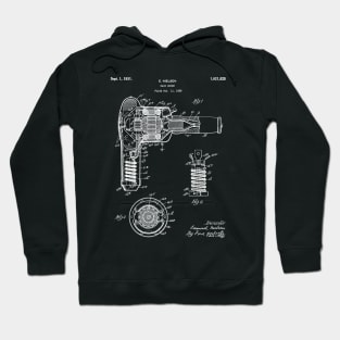 Hair Drier Patent - Salon Art - Black Chalkboard Hoodie